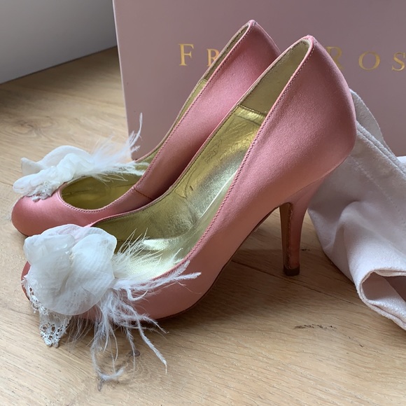 Freya Rose London Shoes - 🦄 Freya Rose satin heels with romantic feather accent